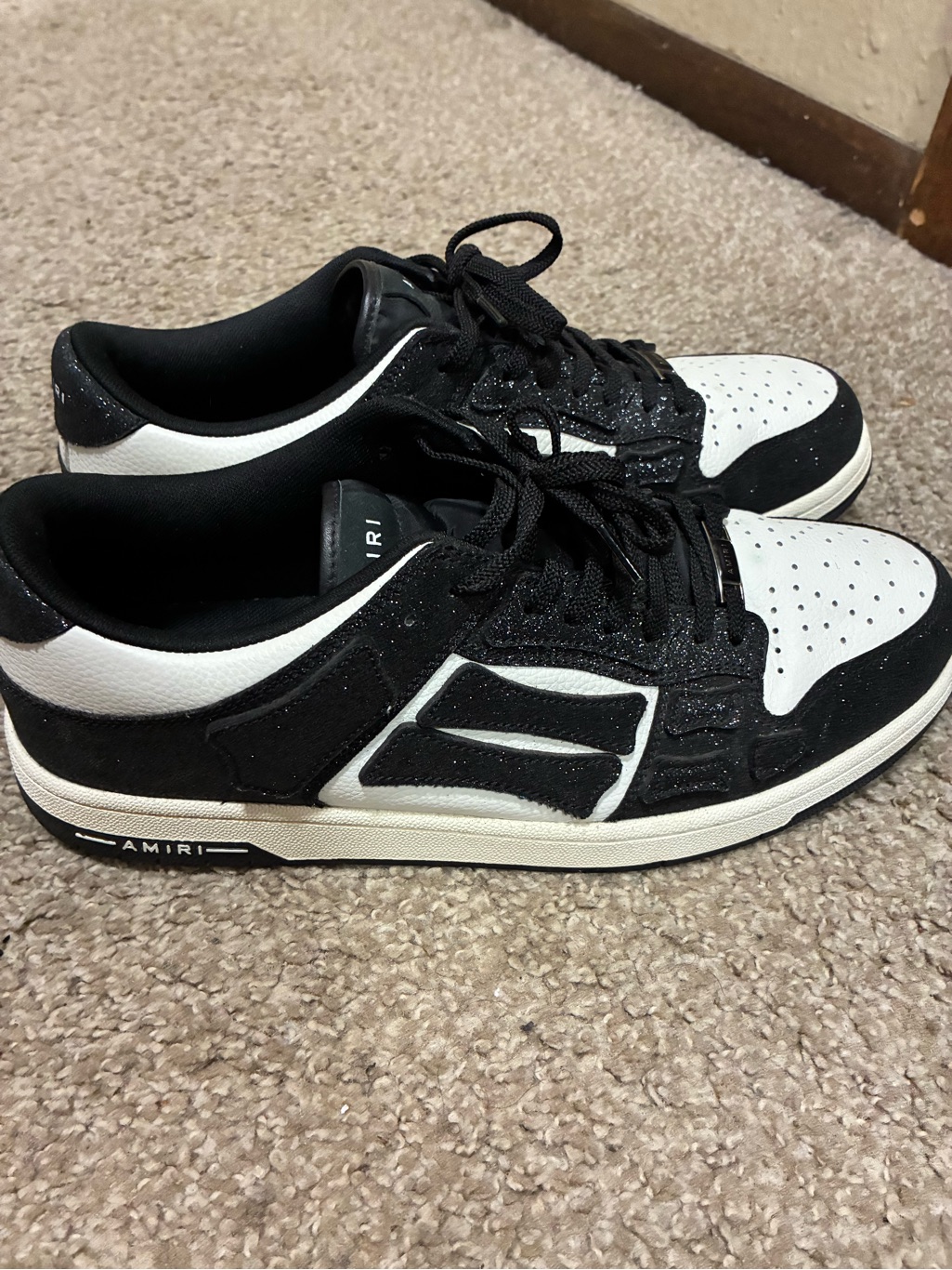 Amiri Black And White Low-Top Sneakers With Contrast Panels